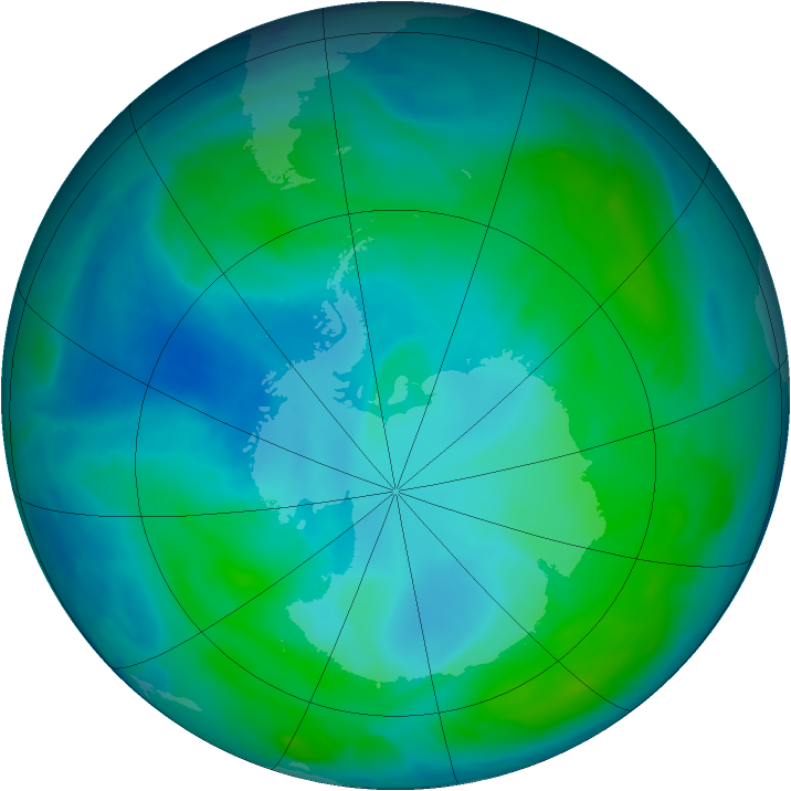 Antarctic ozone map for 21 January 2014